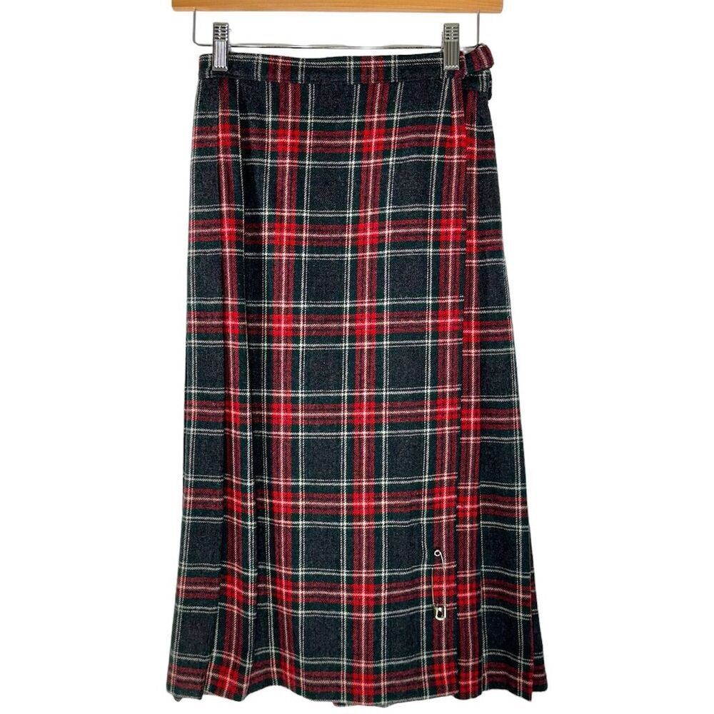 Pendleton Red Plaid Wool Pleated Skirt‎ Kilt Girl’s Junior Size 5, 6 Vintage